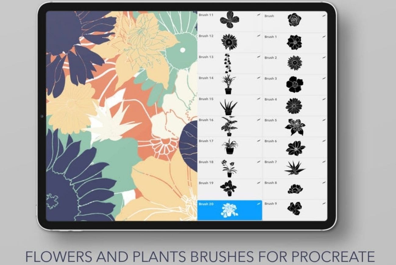 Set Of 20 Flowers And Plants Stamp Brushes