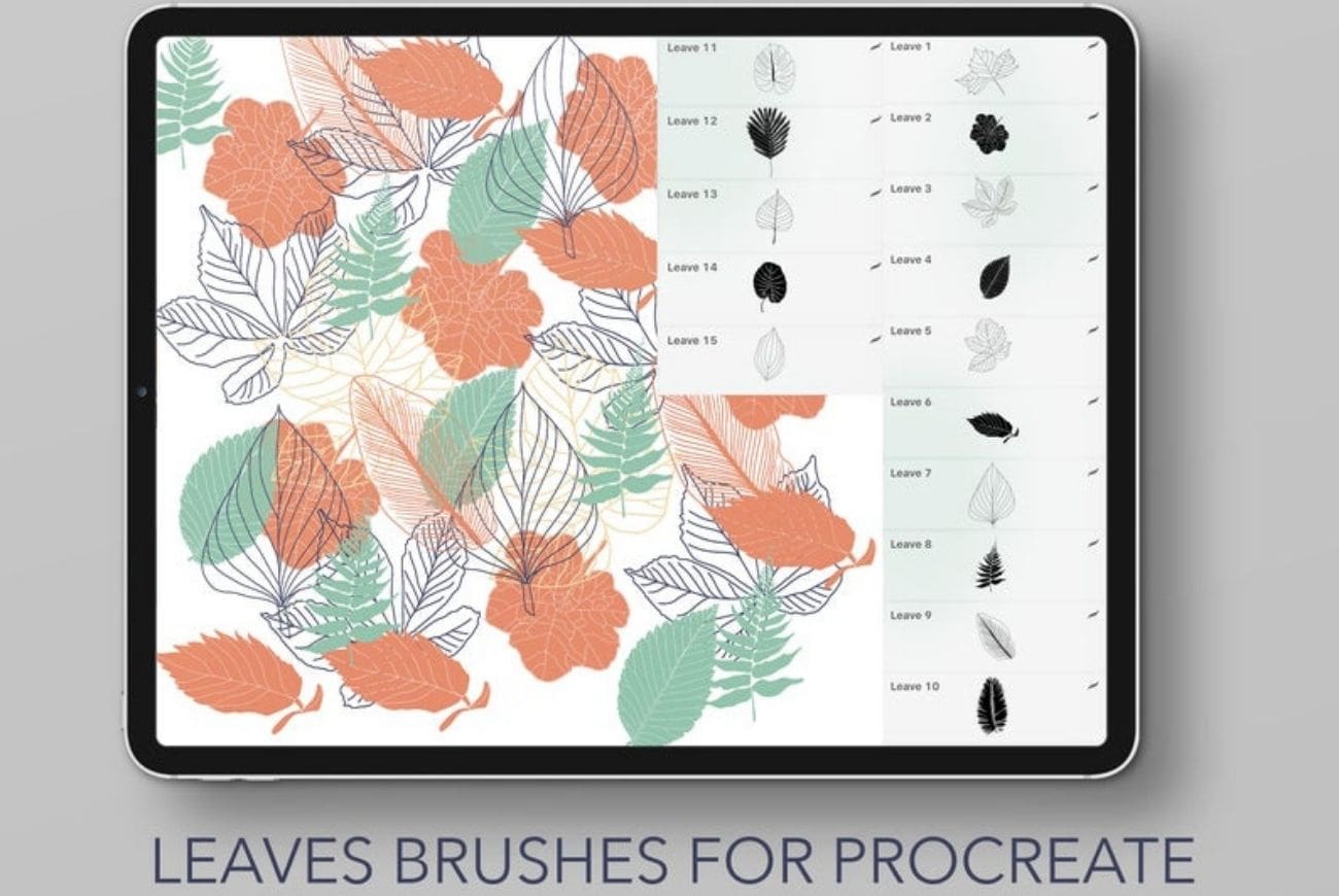 Set Of 15 Leaves Stamp Brushes