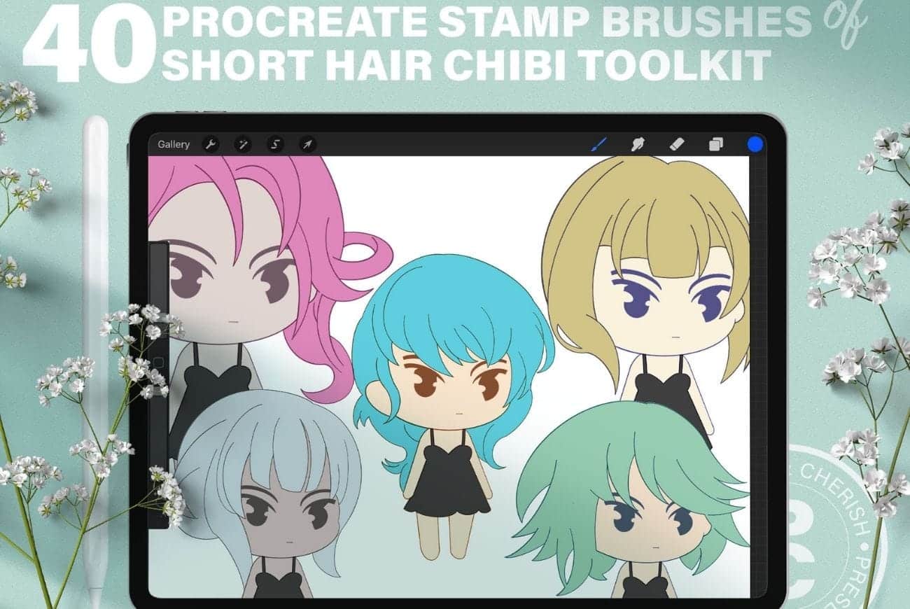 40 Stamp Procreate Brushes – Chibi Toolkit