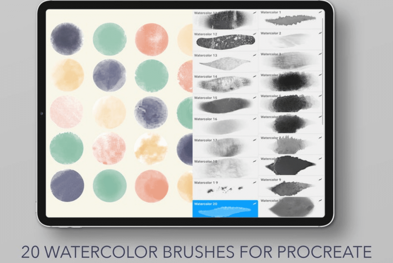 Set Of 20 Watercolor Brushes