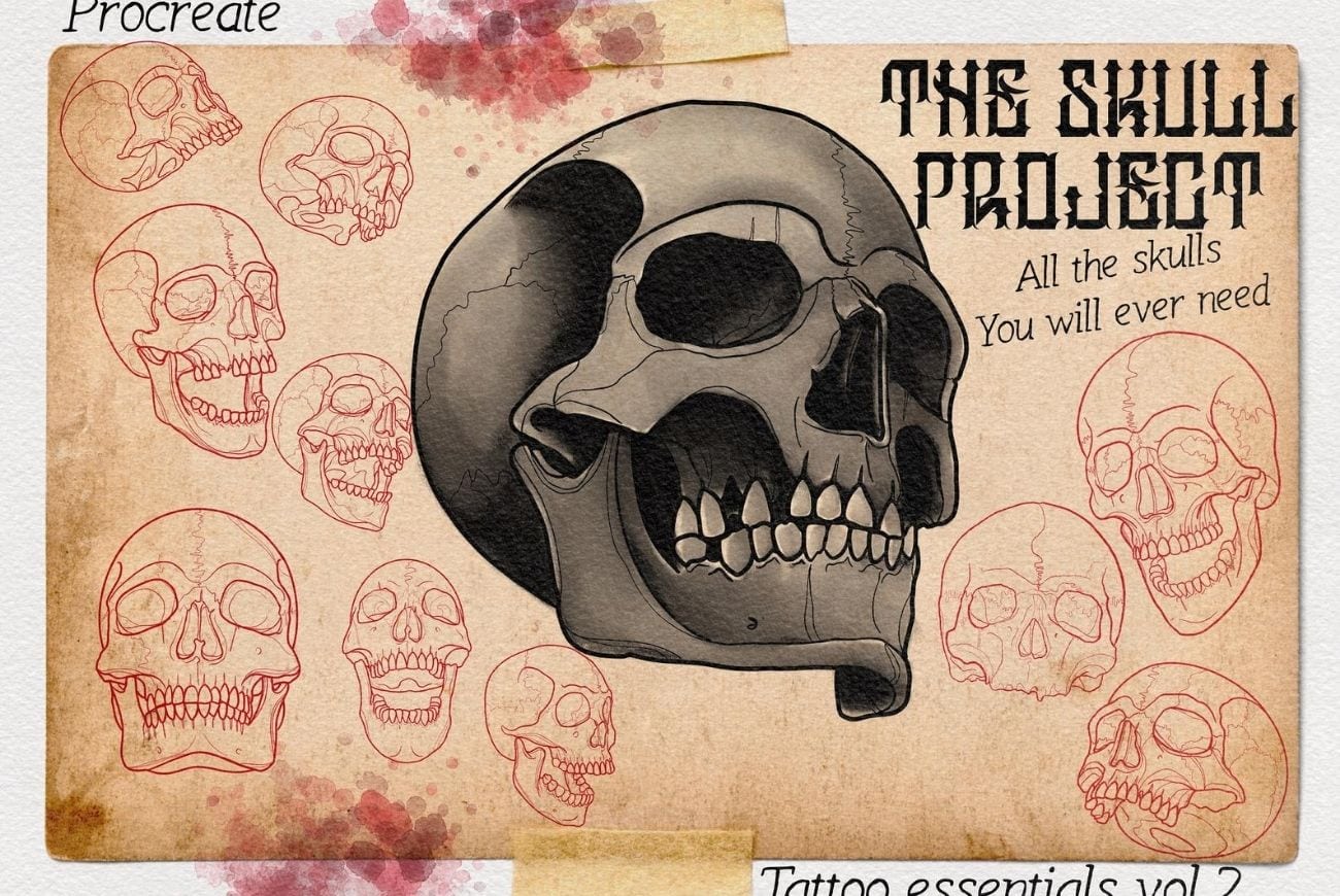 50 Outlined Skulls Collection
