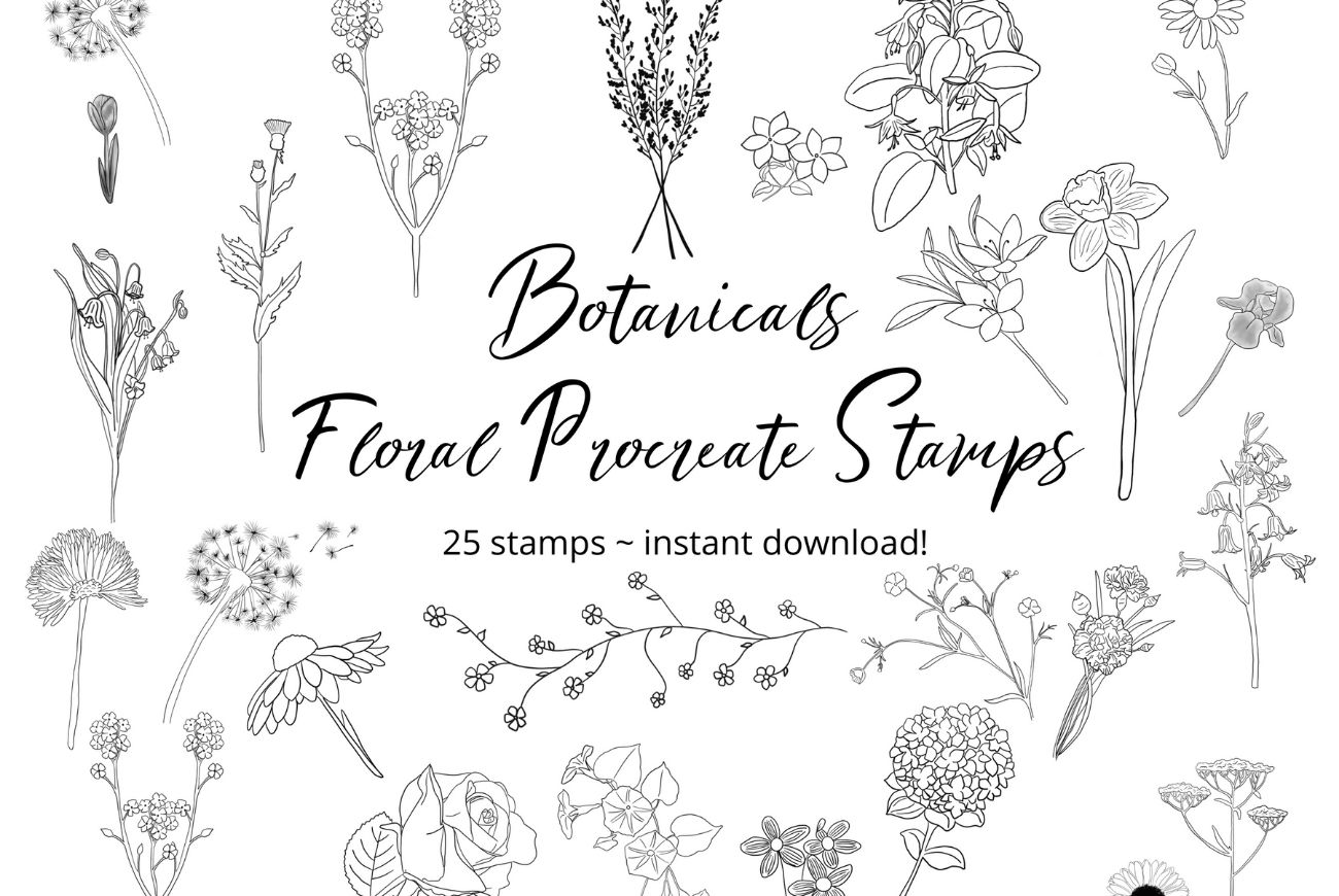 25 Botanical Floral Plant Stamps
