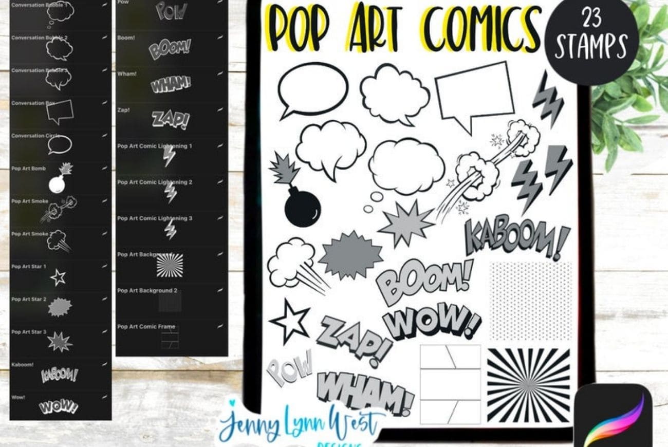 Pop Art Comics Stamp Conversation Bubbles Set