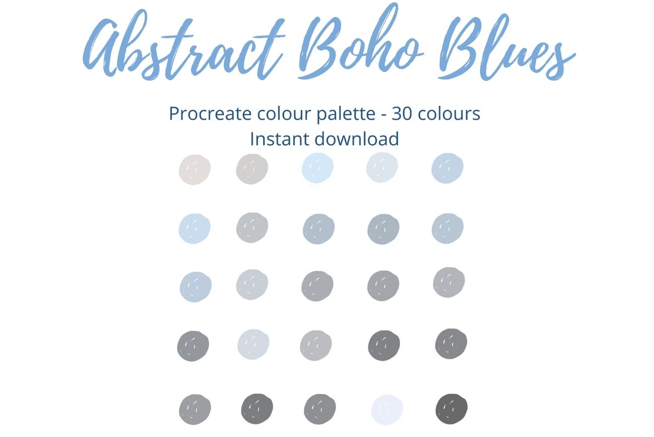 Abstract Boho Blues procreate colour palette