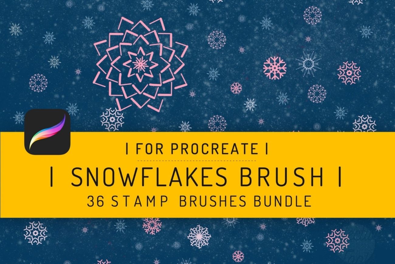 36 Snowflake Brushes Bundle