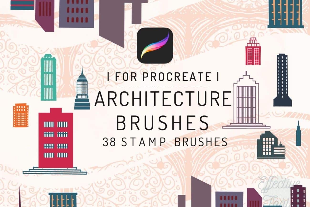 38 Procreate Architecture Brushes Bundle