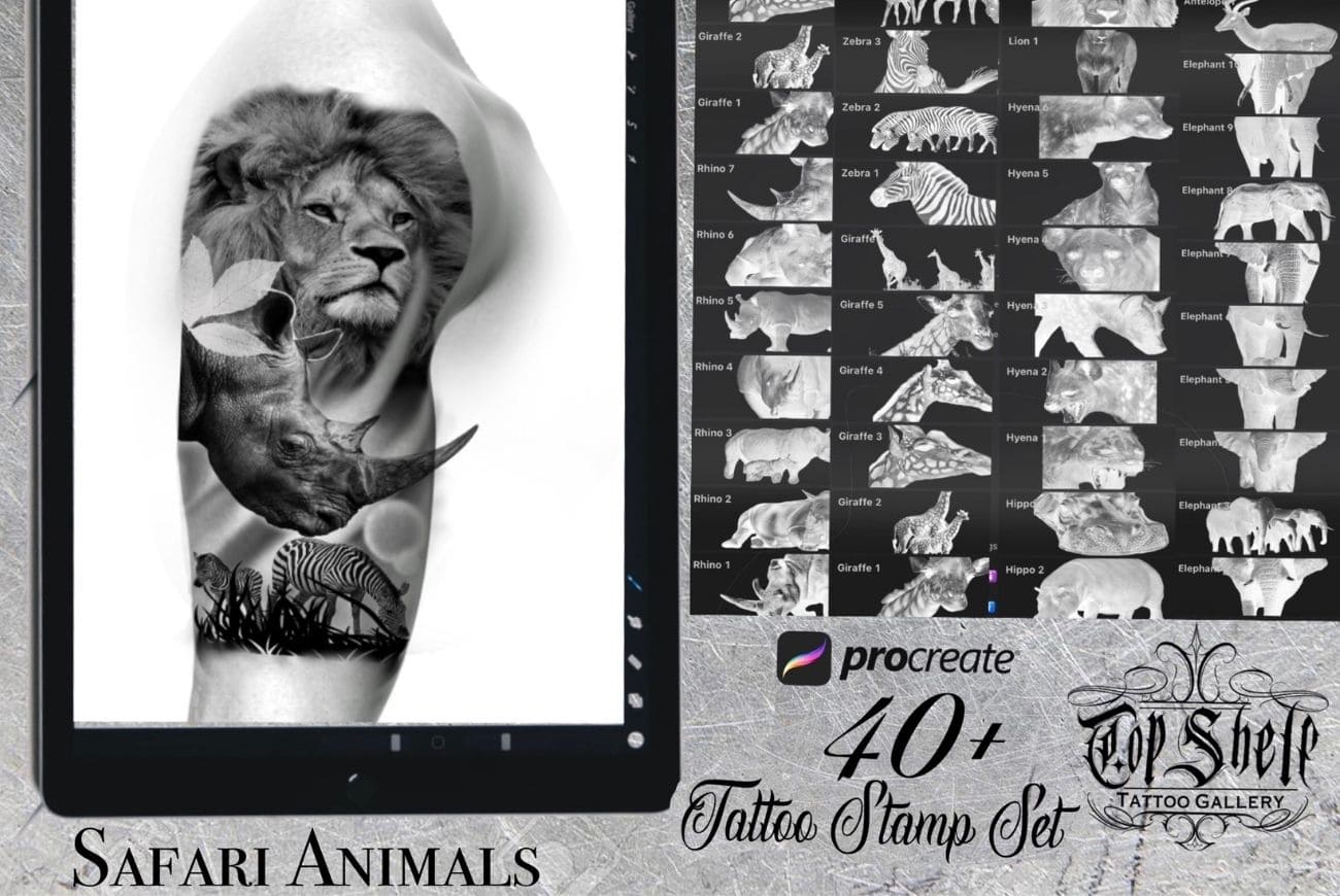 Safari Animals Procreate Tattoo Brushes