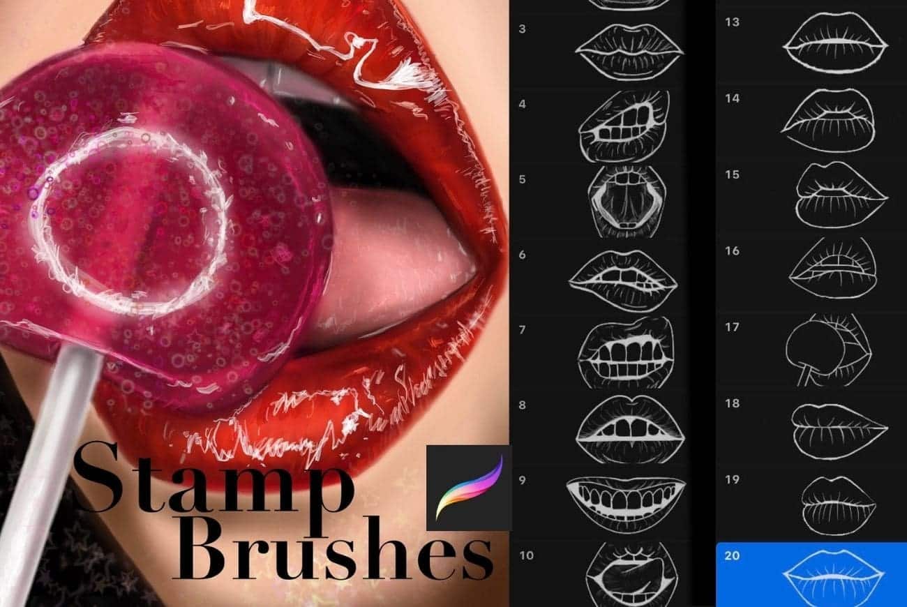 Lip Stamp Brushes. Procreate Lip Stamps