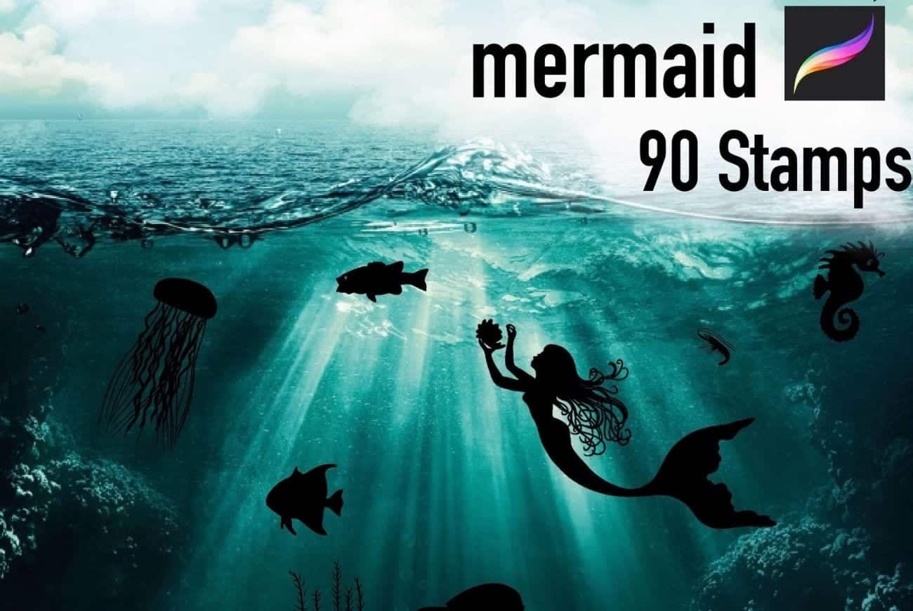SET Silhouette, Fish, Mermaids, 90 Stamps
