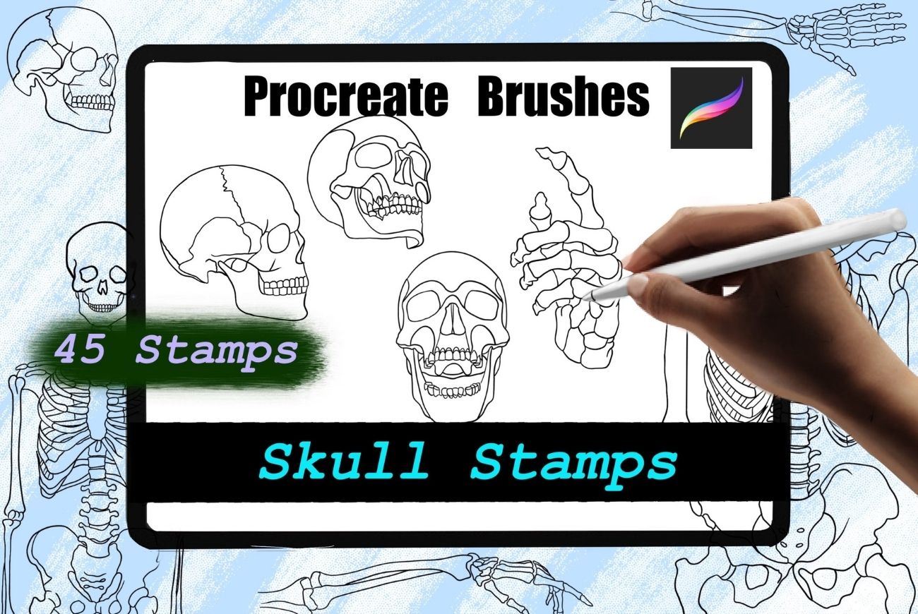 Procreate Skull Stamps.