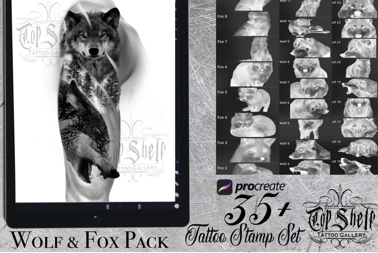 Wolf & Fox Pack Procreate Tattoo Brushes