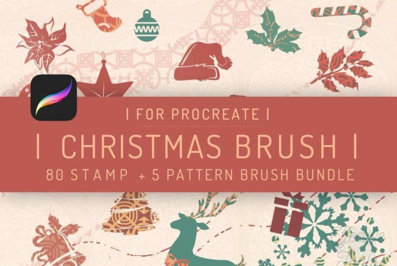 80 Christmas Stamp Brushes + 5 Pattern Brushes