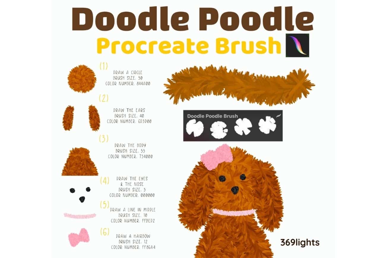 Doodle Poodle Procreate Brush | Single Brush |