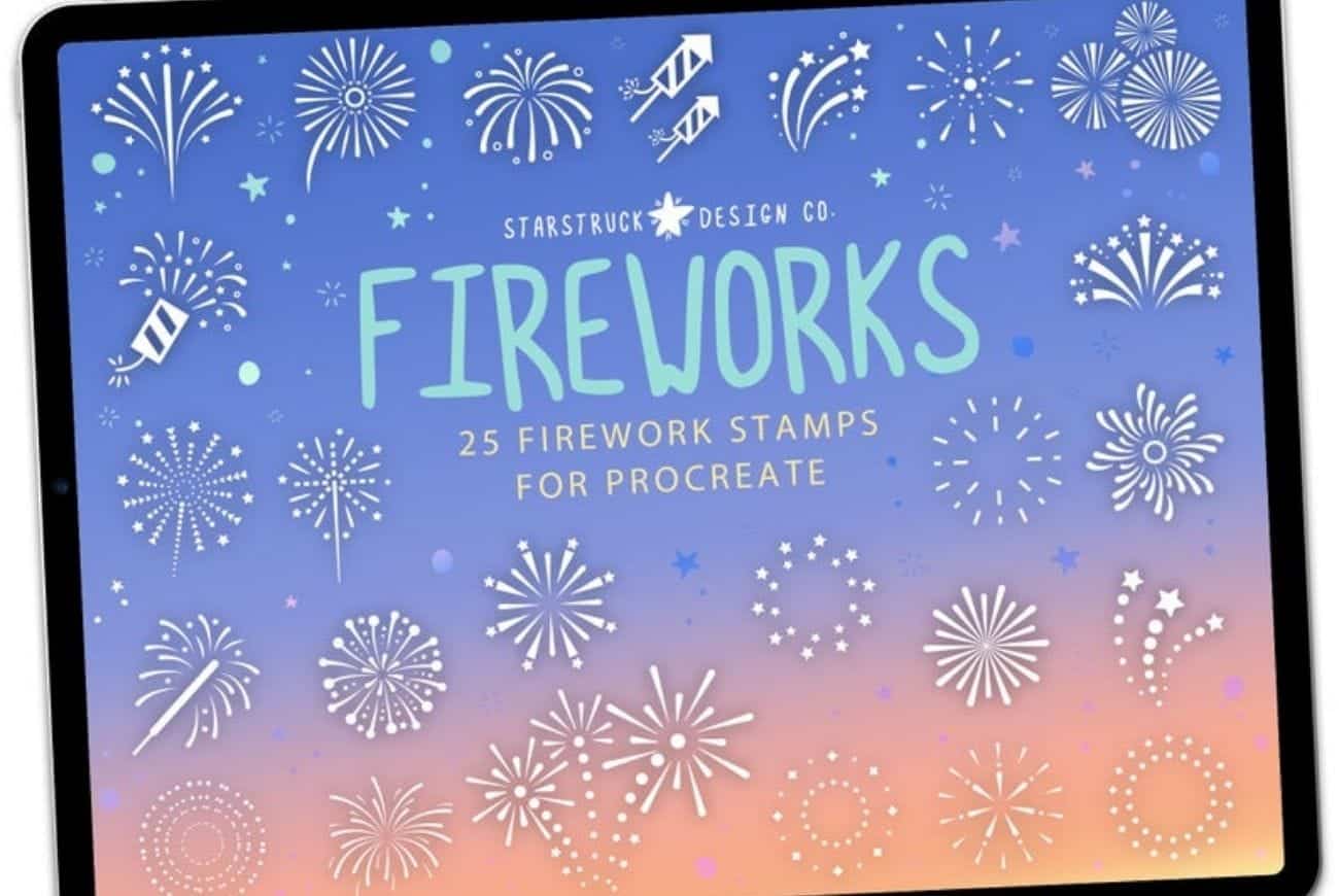 Procreate Fireworks Stamps, Procreate Stamp