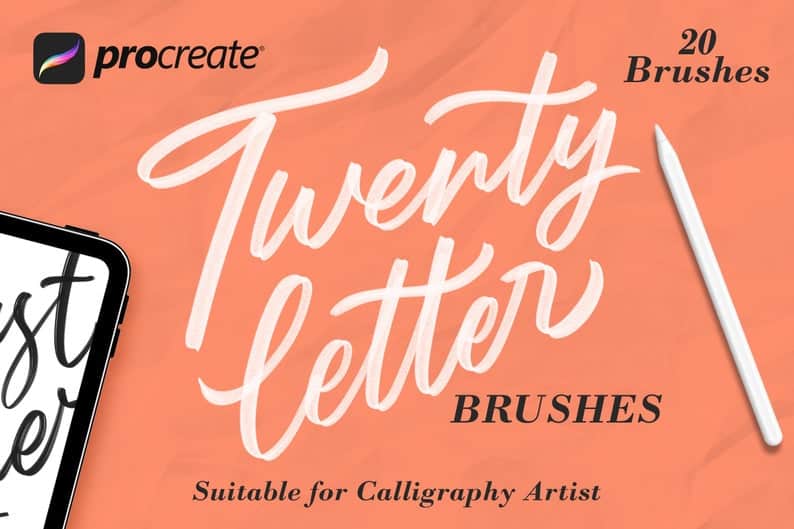 20 letter ProcreateBrushes Calligraphy Artist