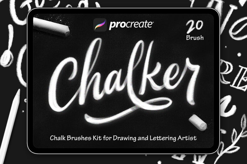 Chalker-20 ProcreateBrushes Drawing&Lettering