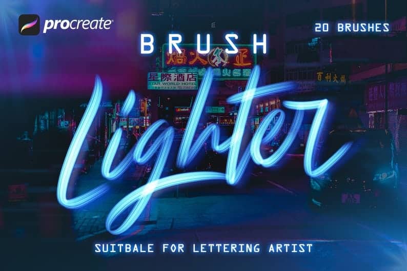Lighter – 20 Procreate Brush For Lettering Artist