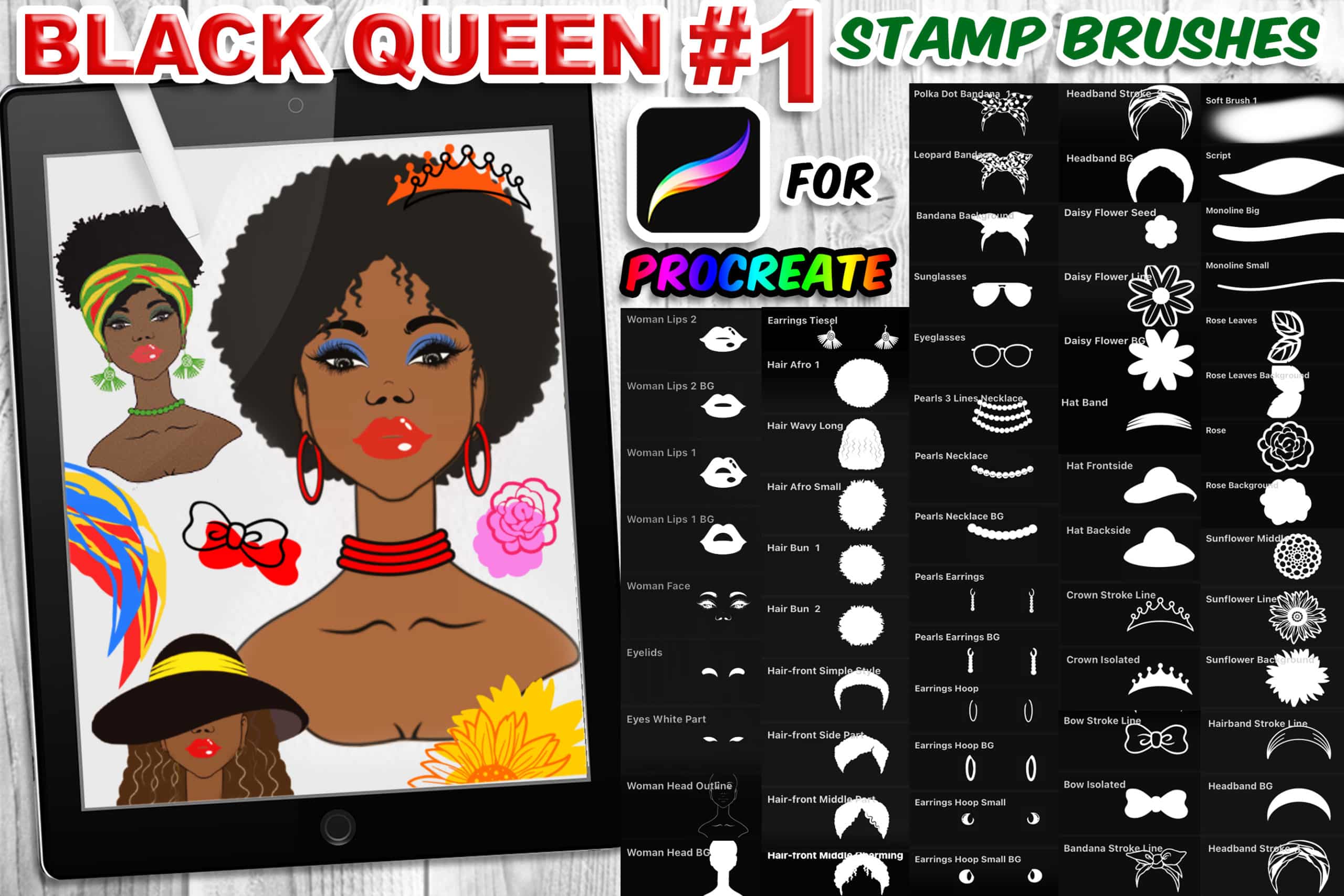 Black Queen Stamp Brush for Procreate Vol.1
