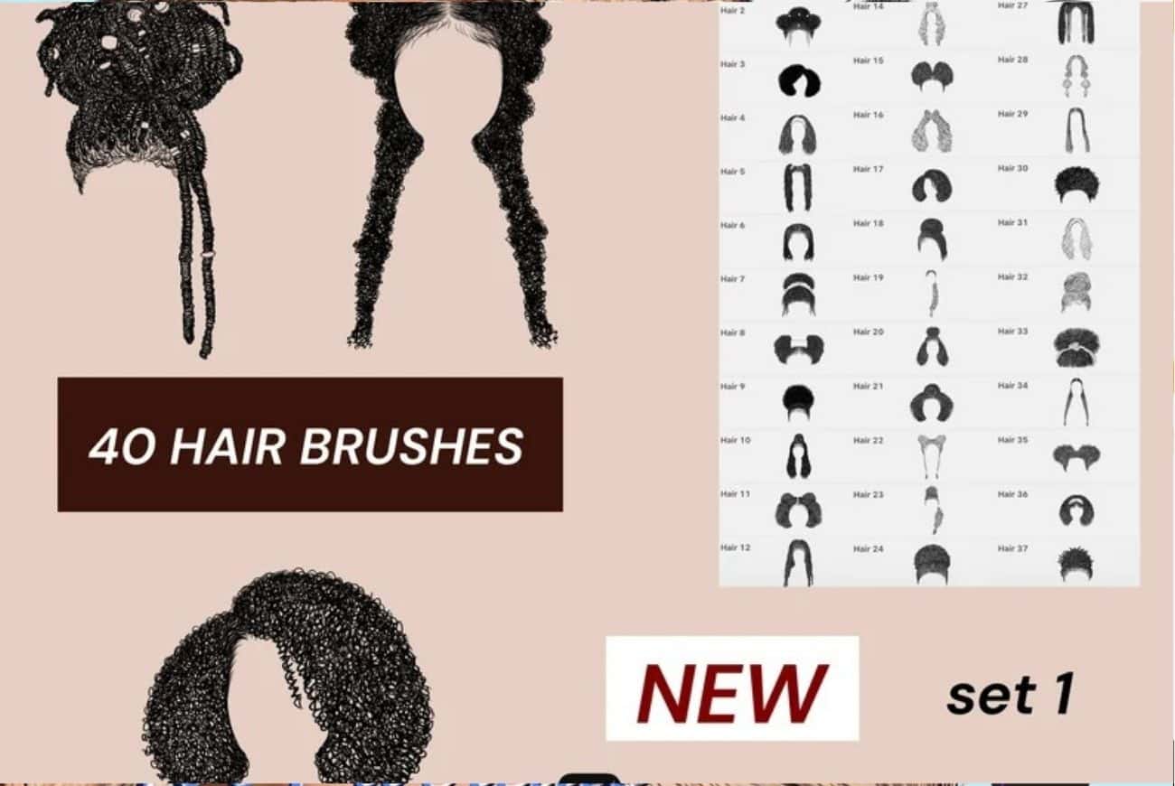 40 Afro Hair Brushes Set 1