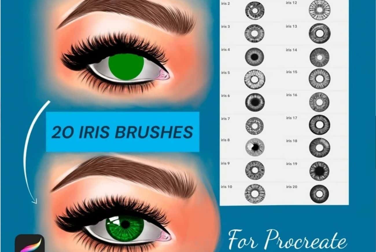 20 Procreate Portrait Eye Stamp Brushes