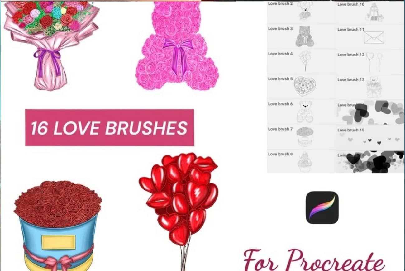 valentines day procreate brushes free