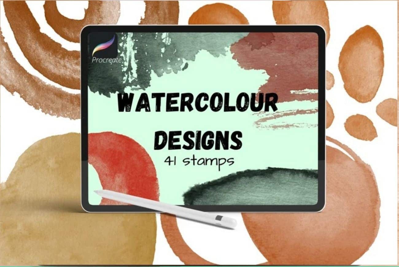 41 Watercolour Stamps | Painted Shape Designs