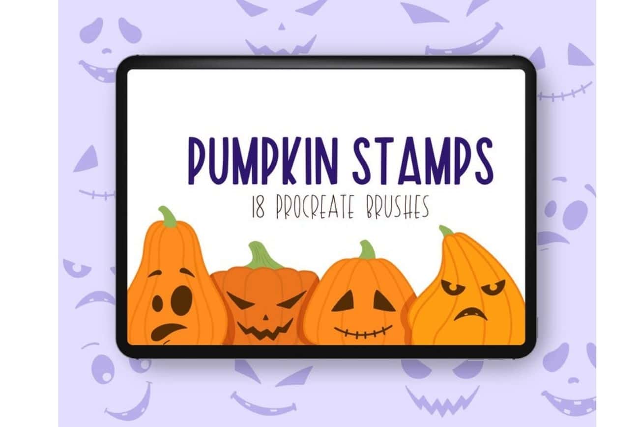 Halloween Procreate Brushes, Pumpkin Stamps