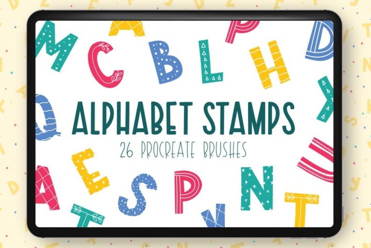 26 Alphabet Stamps Procreate Brushes