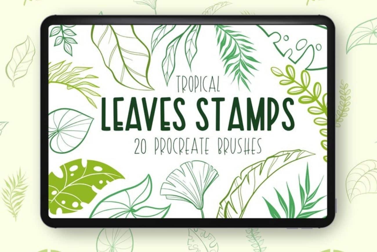 20 Tropical Leaves Stamp Brushes