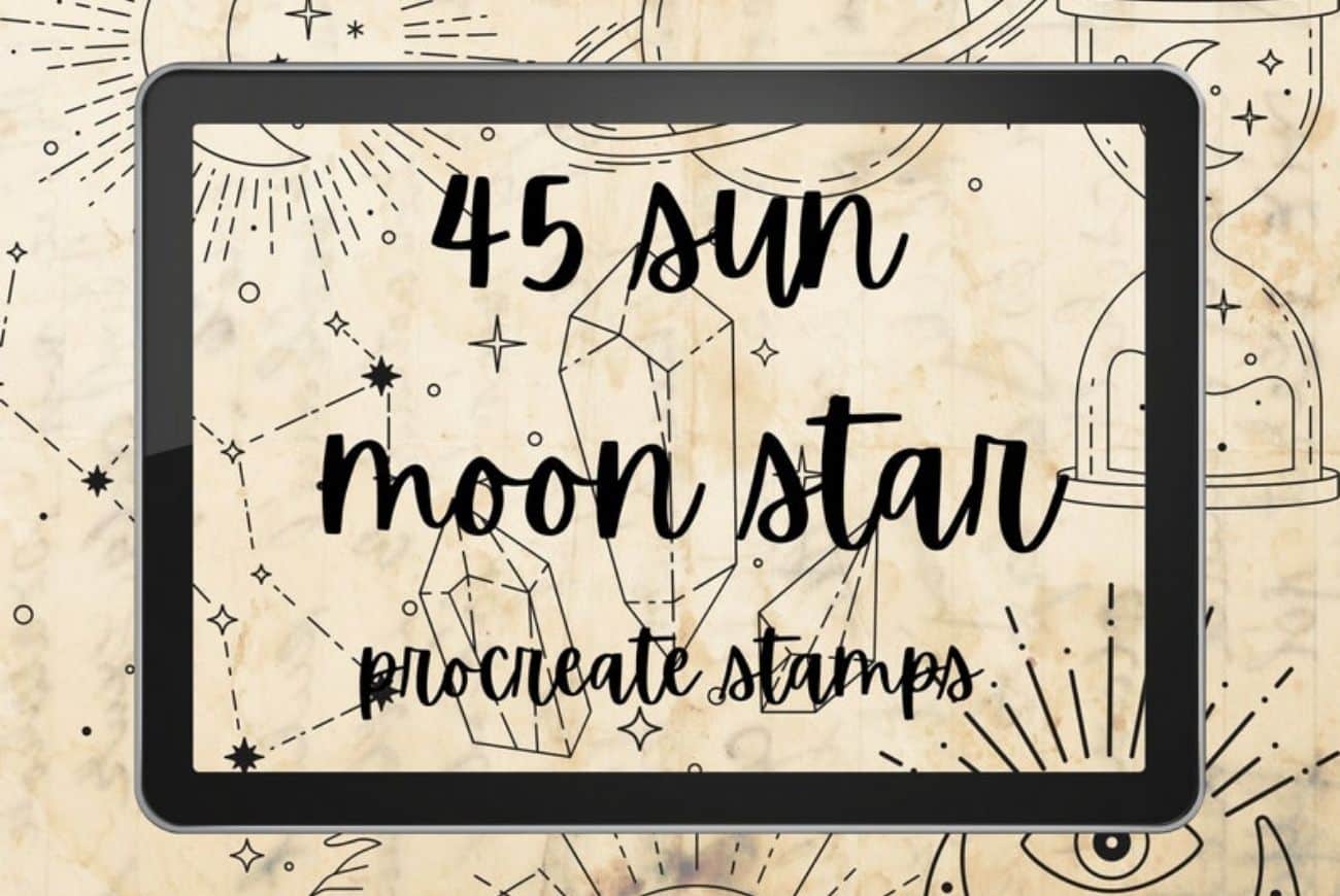 45 Sun Moon Star Procreate Stamp Brushes