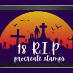 36 R.I.P Tomb Graveyard Procreate Stamps