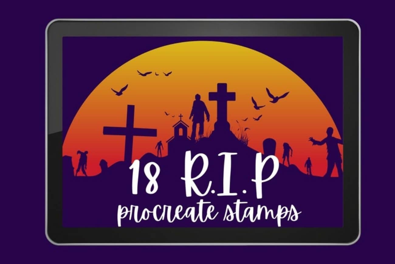 36 R.I.P Tomb Graveyard Procreate Stamps