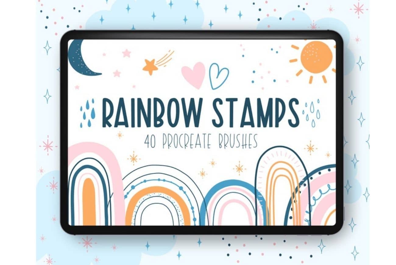 40 Rainbow Procreate Stamp Brushes