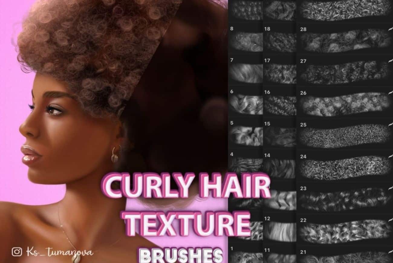 Procreate Curly Hair Texture Brushes