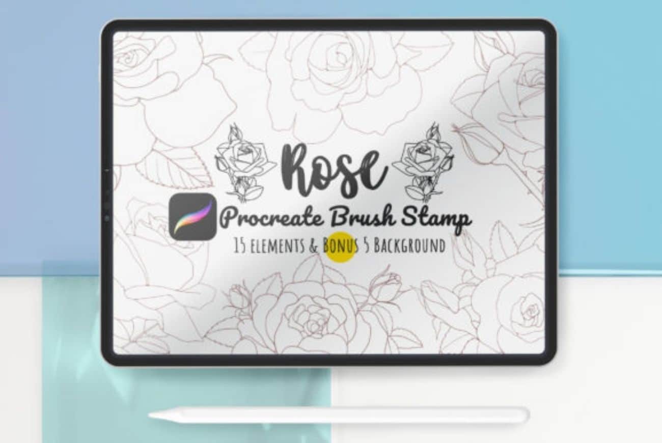 Rose Flower Brush Stamp Set