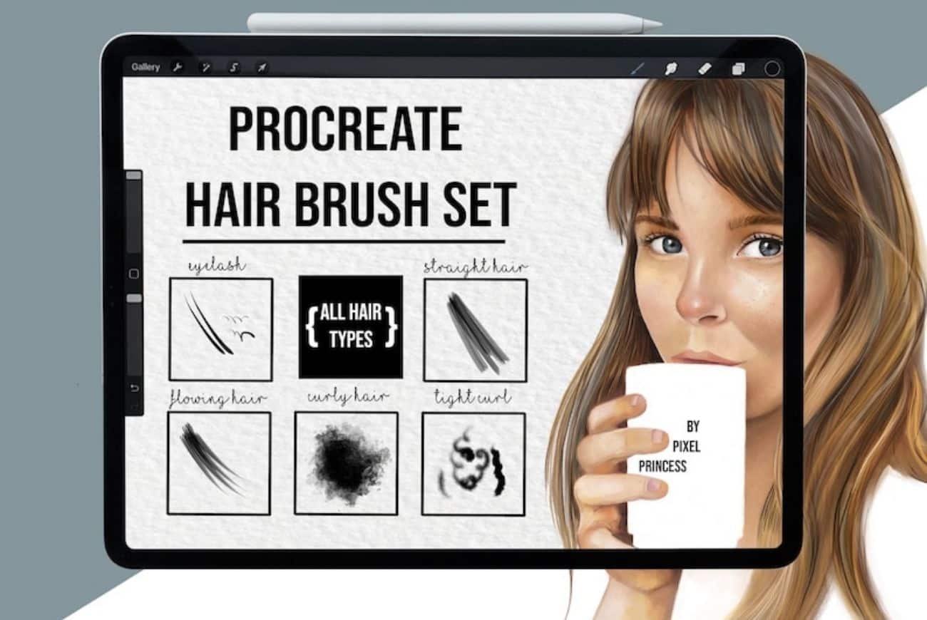 Procreate Hair Brush Set for all Hair Types and Portraits
