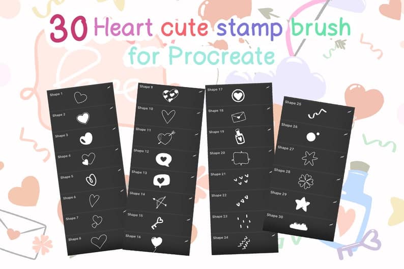 Cute Heart Stamps Brushes