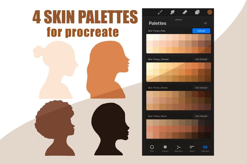 4 Skin Tones Color Palettes – Digital