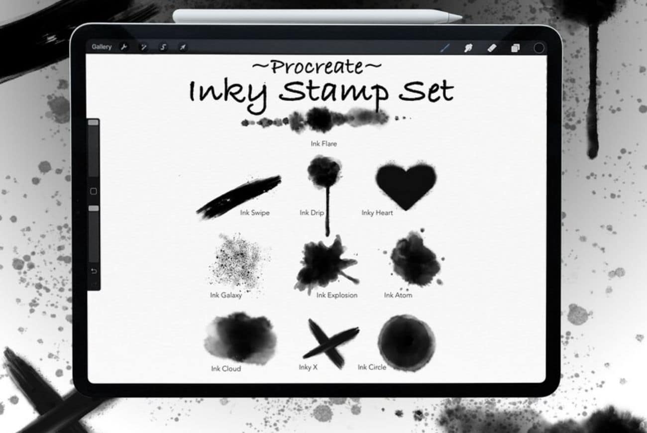 Inky Stamp Set (10 Stamp Brushes + Bonus Brush)