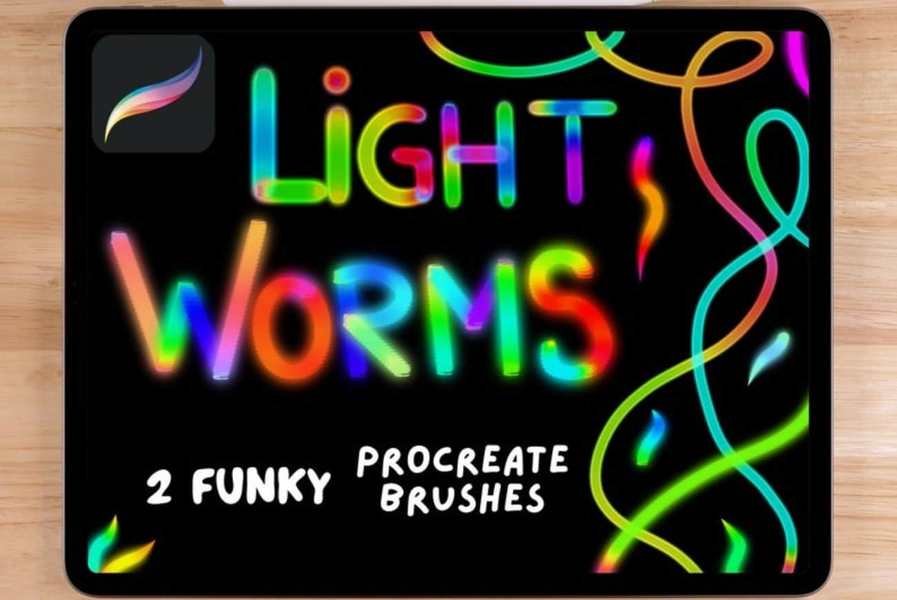 Glow Light Funky Digital lettering brushes