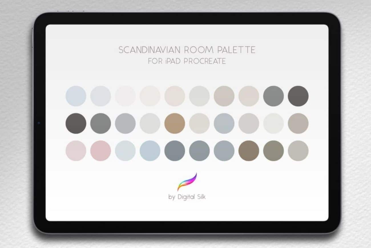 Scandinavian Room Procreate Palette, 30 Minimalist Powder Shades