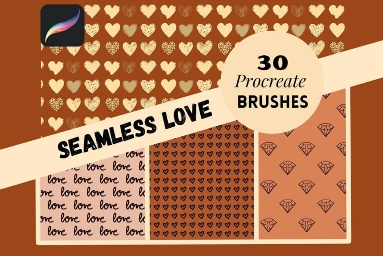 30 Seamless Love Procreate Brushes and Stamps