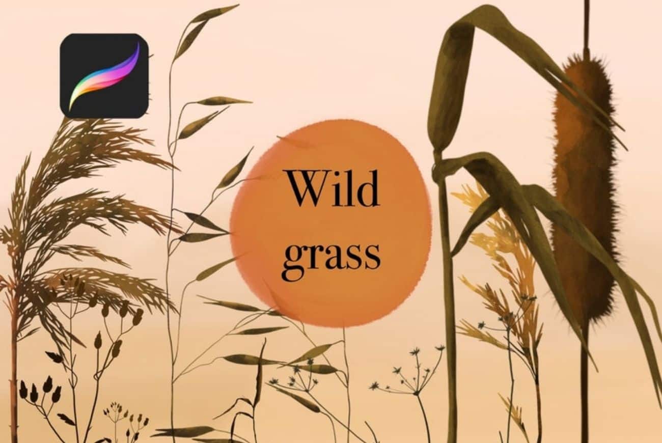 10 Wild Grass Meadow Procrete Stamp Brushes