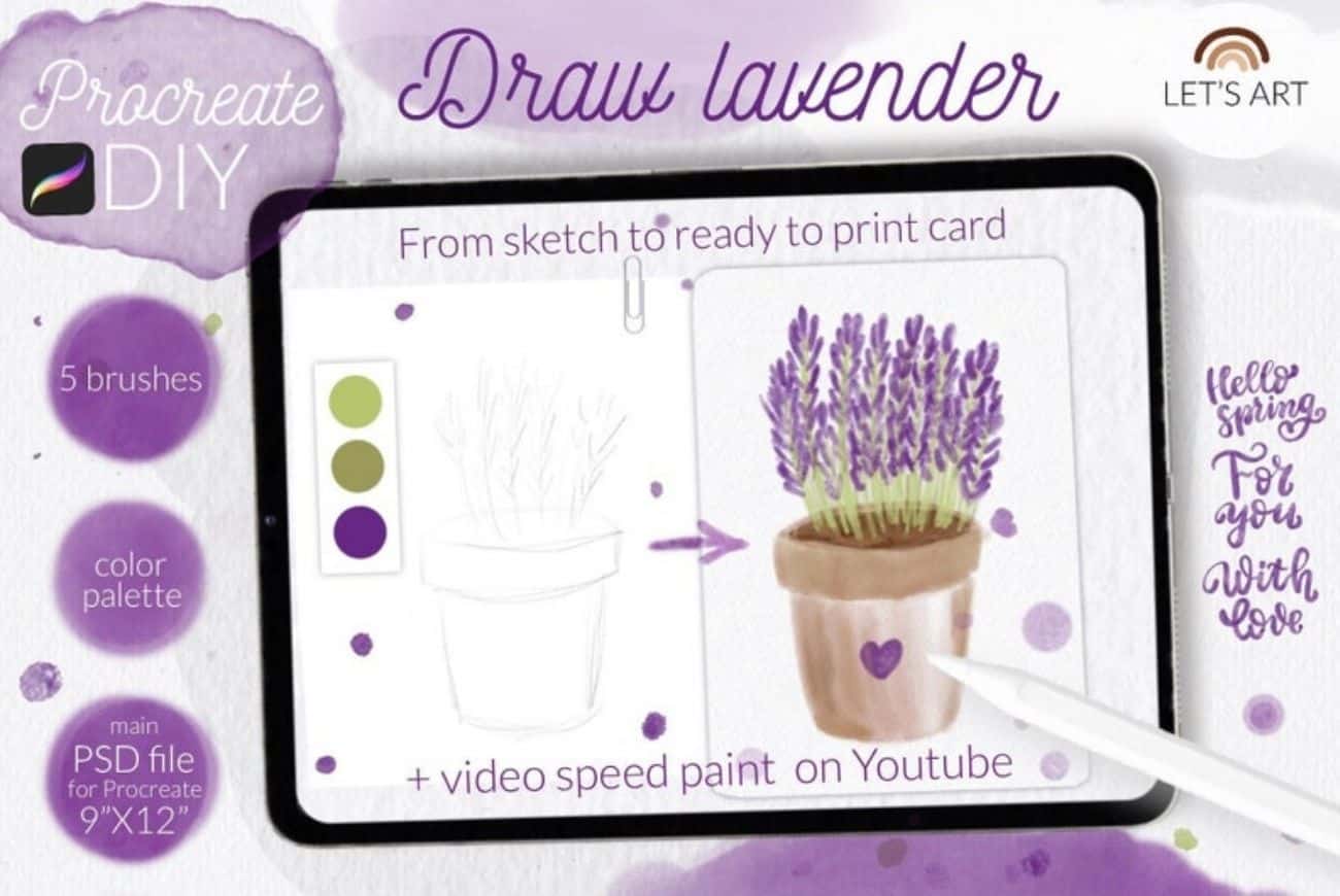 Procreate DIY Draw lavender Brushes&Swatches