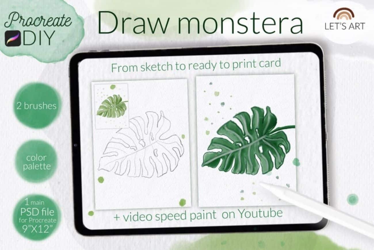 Procreate DIY Draw Monstera Brushes&Swatches