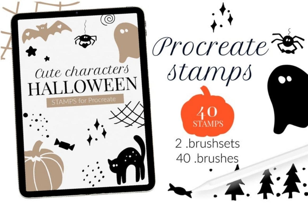 40 Halloween Stamps for Procreate