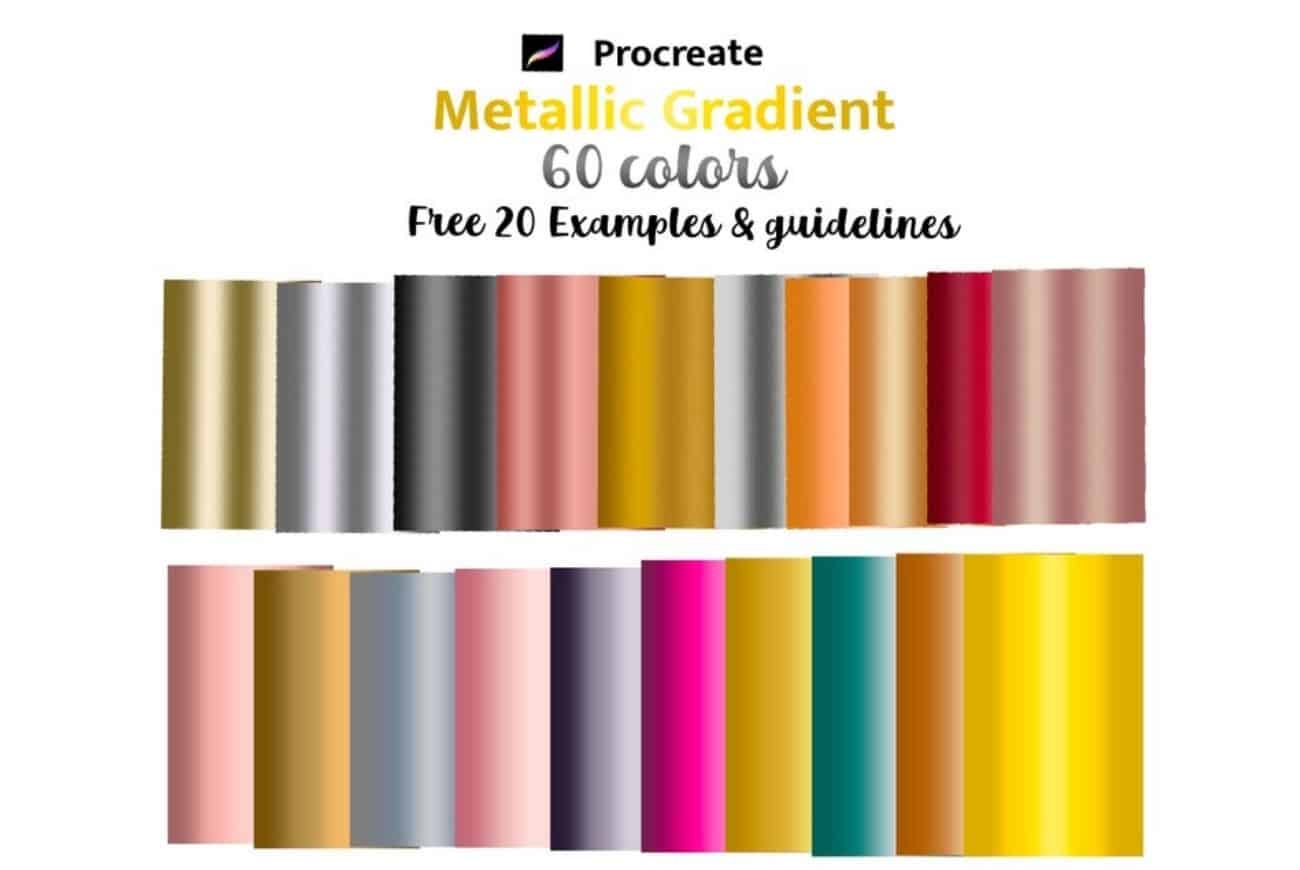 60 Procreate Metallic Gradient Color Palette