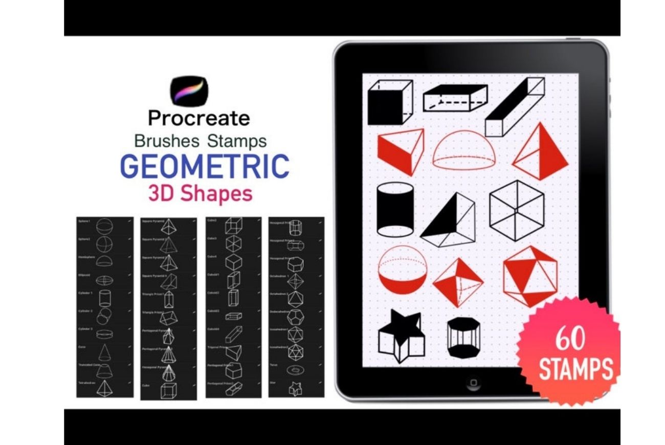 60 Procreate Geometric Shape Stamp Brushes