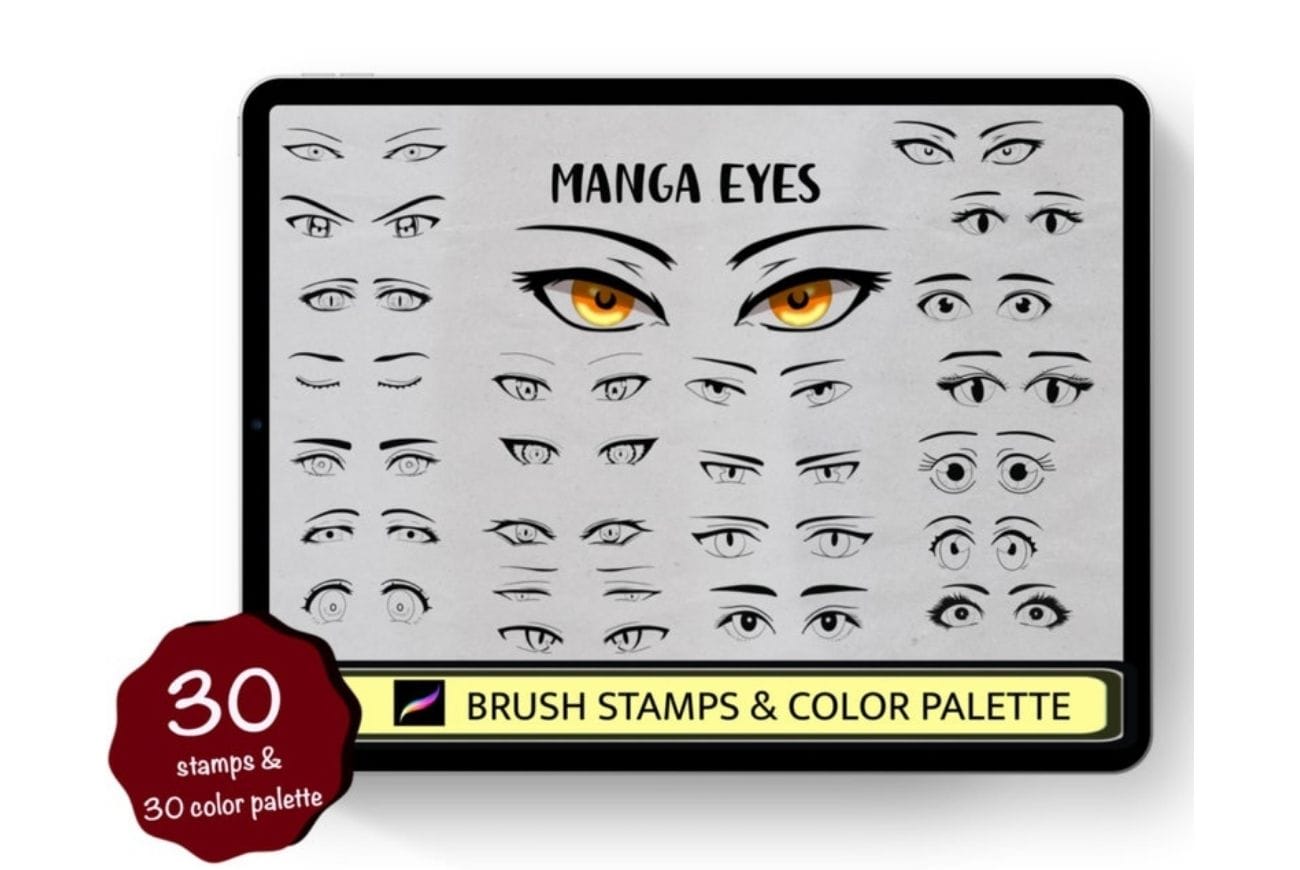 30 Manga Eyes Stamp Brushes