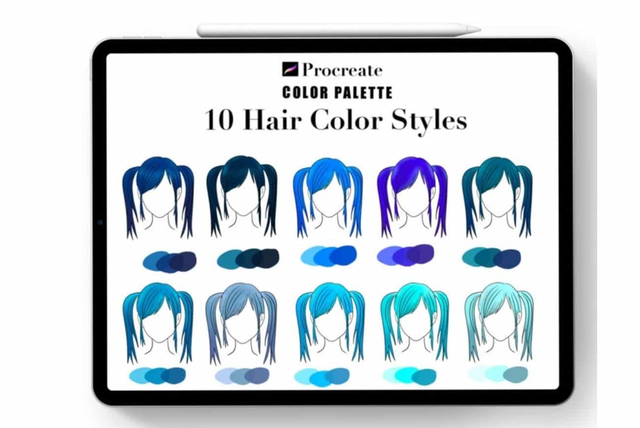 Procreate Blue Shade Hair Color Palette
